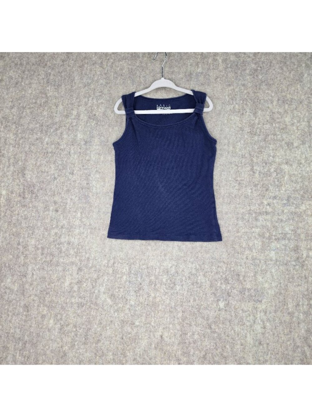 Basic Editions Girls Tank Top Navy Blue Size M 7/8 100% Cotton Sleeveless Casual